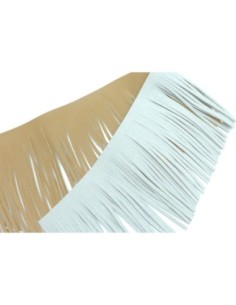 galon frange marron clair camel en simili cuir pour customisation, pompon hauteur frange 10cm 2
