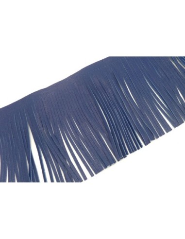 galon frange bleu foncé en simili cuir pour customisation, pompon hauteur frange 10cm