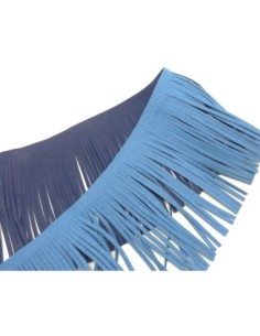 galon frange bleu foncé en simili cuir pour customisation, pompon hauteur frange 10cm 2