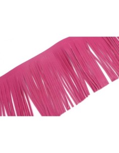 galon frange rose fuchsia en simili cuir pour customisation, pompon hauteur frange 10cm