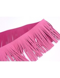 galon frange rose fuchsia en simili cuir pour customisation, pompon hauteur frange 10cm 2