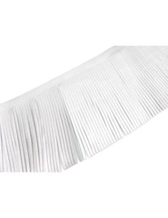 galon frange gris clair argenté effet métallisé en simili cuir pour customisation, pompon hauteur frange 10cm