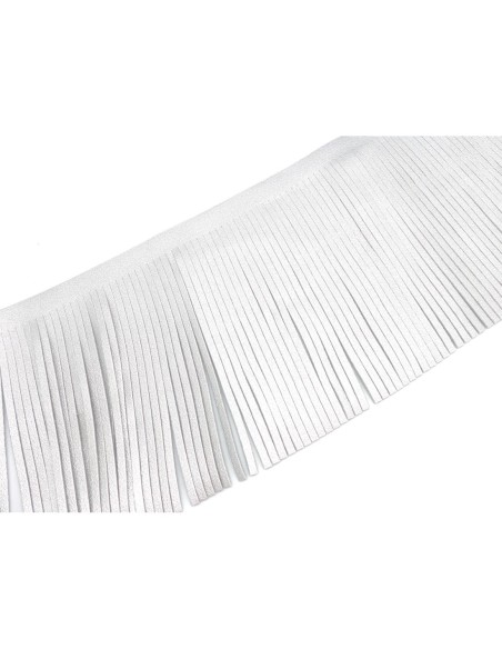 galon frange gris clair argenté effet métallisé en simili cuir pour customisation, pompon hauteur frange 10cm