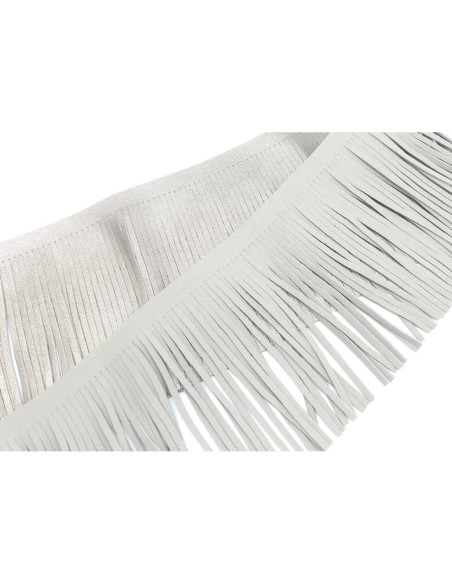galon frange gris argenté effet métallisé en simili cuir pour customisation