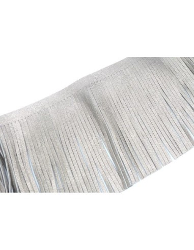 galon frange gris métallisé simili cuir