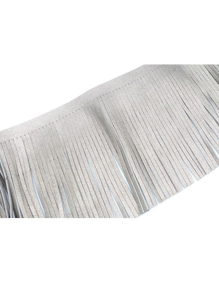 galon frange gris métallisé simili cuir