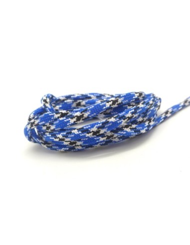 paracorde bleu, blanc et noir cordon nylon tressé 4,5mm x 2mm - 7 fils - corde nylon gainé