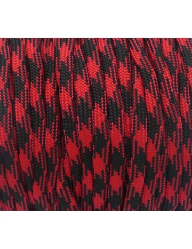 paracorde noir et rouge grenadine cordon nylon tressé 4,5mm x 2mm - 7 fils - corde nylon gainé