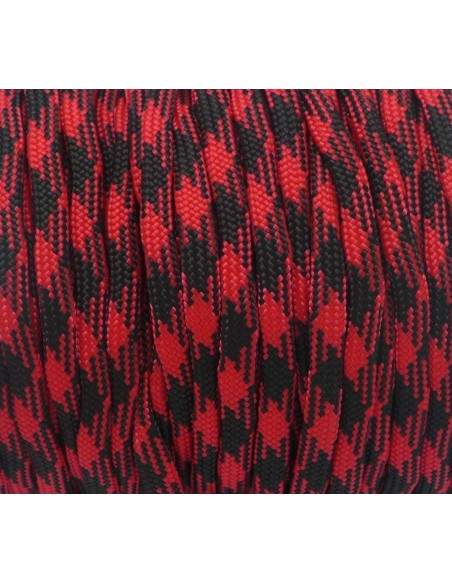 paracorde noir et rouge grenadine cordon nylon tressé 4,5mm x 2mm - 7 fils - corde nylon gainé
