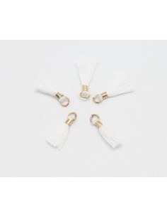 Mini pompon 1,3cm blanc et métal doré