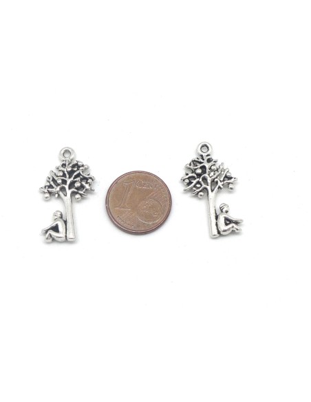 Breloque arbre de vie en métal argenté pas chère