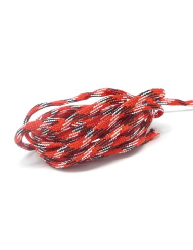 2m paracorde rouge, noir et blanc cordon nylon tressé 4,5mm x 2mm - 7 fils - corde nylon gainé