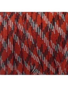 2m paracorde rouge, noir et blanc cordon nylon tressé 4,5mm x 2mm - 7 fils - corde nylon gainé 2