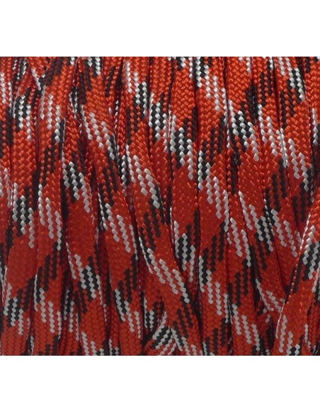 2m paracorde rouge, noir et blanc cordon nylon tressé 4,5mm x 2mm - 7 fils - corde nylon gainé