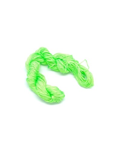 Echeveau de 29m de fil nylon vert fluo 0,8mm pour tressage bracelet