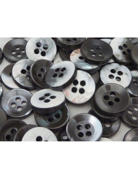 4 Boutons connecteur Vintage rond en nacre gris irisé 14,7mm