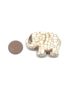 1 grande perle éléphant en pierre naturelle imitation turquoise "Howlite" beige blanc naturel 39mm x 30mm 2