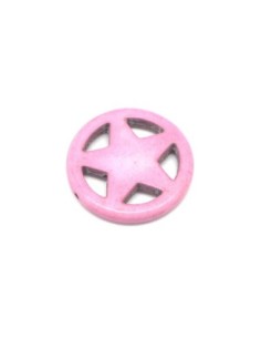 2 grandes perles étoile en pierre naturelle imitation turquoise "Howlite" rose 30mm