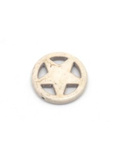 2 grandes perles étoile en pierre naturelle imitation turquoise "Howlite" beige blanc naturel 30mm