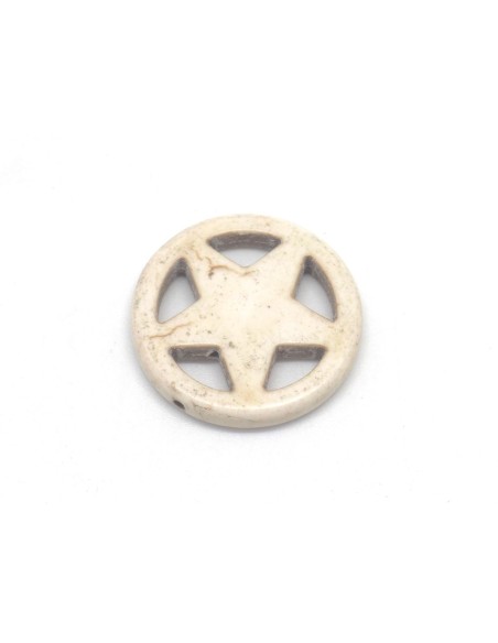 2 grandes perles étoile en pierre naturelle imitation turquoise "Howlite" beige blanc naturel 30mm
