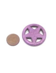 2 grandes perles étoile en pierre naturelle imitation turquoise "Howlite" violet 30mm 2