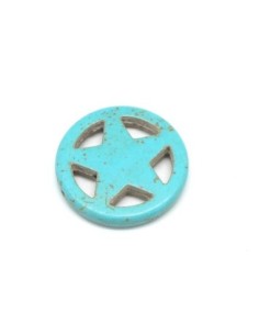 2 grandes perles étoile en pierre naturelle imitation turquoise "Howlite" bleu turquoise 30mm