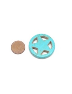 2 grandes perles étoile en pierre naturelle imitation turquoise "Howlite" bleu turquoise 30mm 2