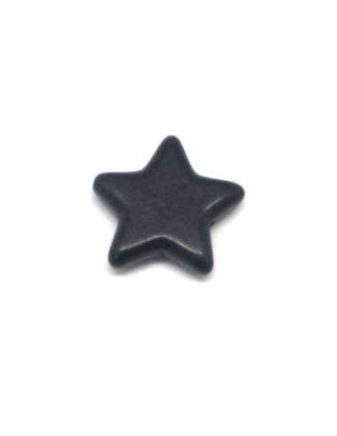3 perles étoile 25mm en pierre naturelle imitation turquoise "Howlite" noire