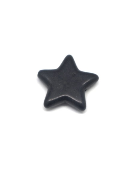 3 perles étoile 25mm en pierre naturelle imitation turquoise "Howlite" noire