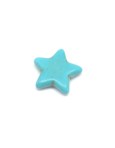 3 perles étoile 25mm en pierre naturelle imitation turquoise "Howlite" bleu turquoise