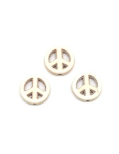 5 perles Peace and love 15mm en pierre naturelle imitation turquoise "Howlite" beige blanc naturel