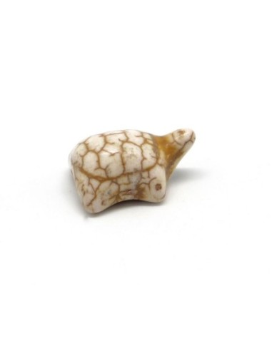3 perles tortue en pierre naturelle imitation turquoise "Howlite" ivoire beige naturel 20mm x 15mm