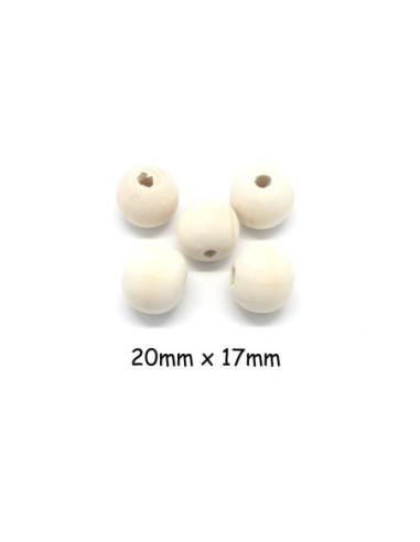 perles en bois ronde 20mm de couleur bois naturel