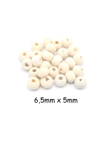 perles en bois ronde 6,5mm de couleur bois naturel