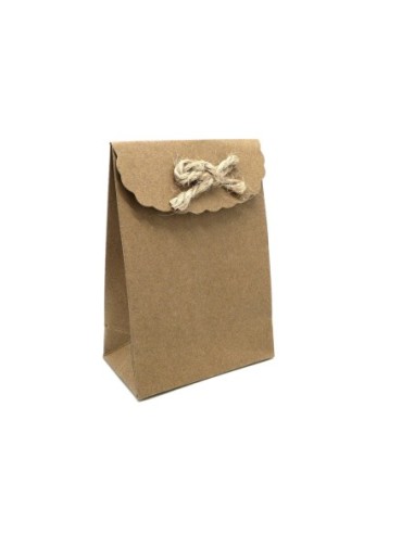 boites pochettes Cadeaux uni couleur kraft avec noeud en cordelette 13cm x 9cm