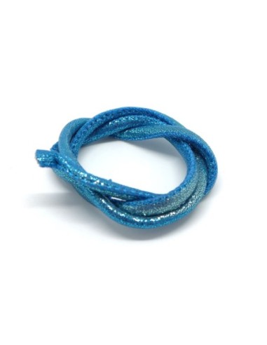 Cordon 4,5mm bleu turquoise pailleté lumineux en polyester