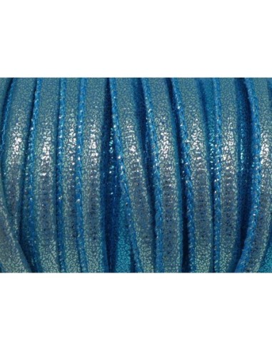 Cordon 4,5mm bleu turquoise pailleté lumineux en polyester