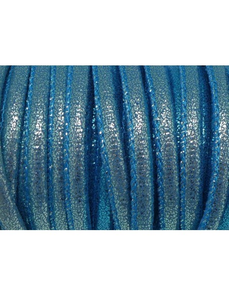 Cordon 4,5mm bleu turquoise pailleté lumineux en polyester Cordon 4,5mm bleu turquoise pailleté lumineux en polyester