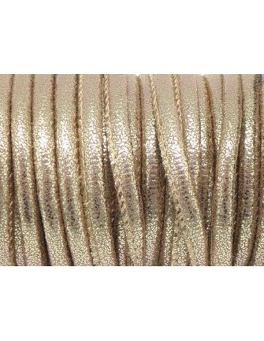 Cordon 4,5mm pailleté doré pâle lumineux en polyester