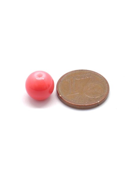 Perles ronde 8mm rose corail en verre peint 