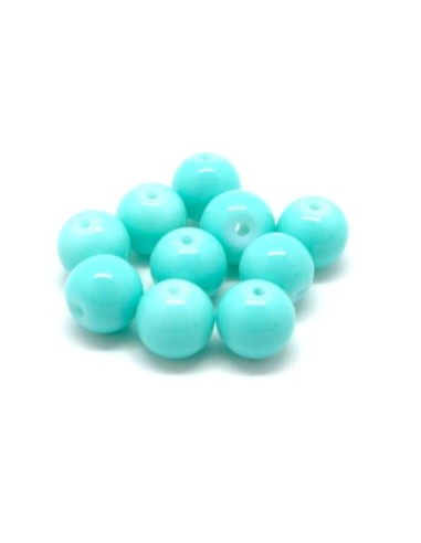 Perles ronde 8mm en verre peint de couleur bleu pastel