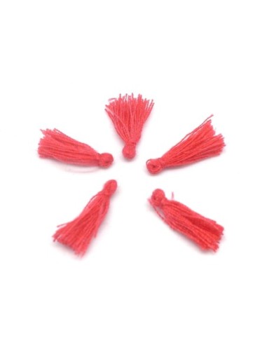 5 Mini Pompons rose rouge 1,5cm en polyester et coton