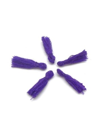 5 Mini Pompons violet 1,5cm en polyester et coton