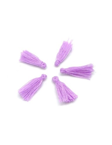 5 Mini Pompons parme 1,5cm en polyester et coton