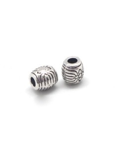 Perles olive, ovale, travaillé en métal argenté 6,3mm x 5,6mm 2