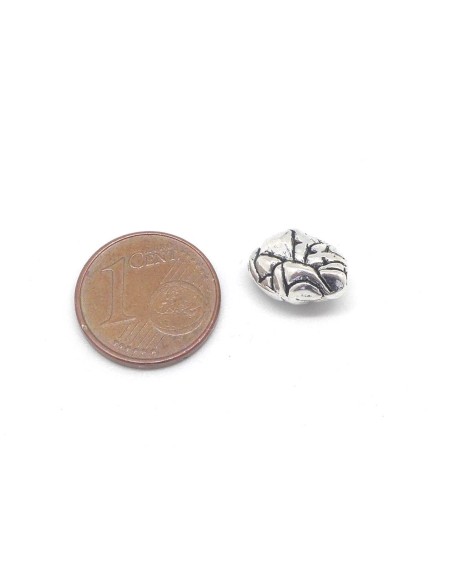 Perles galet en métal argenté ovale irrégulier 11,7mm x 8,6mm