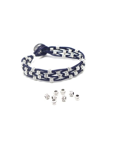 Perle rondelle en métal argenté travaillé 5mm x 4mm