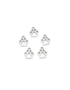 Petit pendentif empreinte animaux, chat en métal argenté