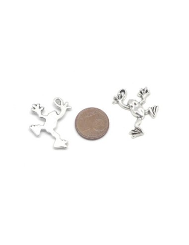 Pendentif grenouille en métal argenté