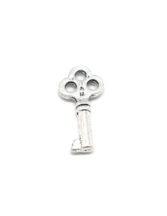 Breloque trousseau de clés/clef, métal argenté, vendu à l'unité